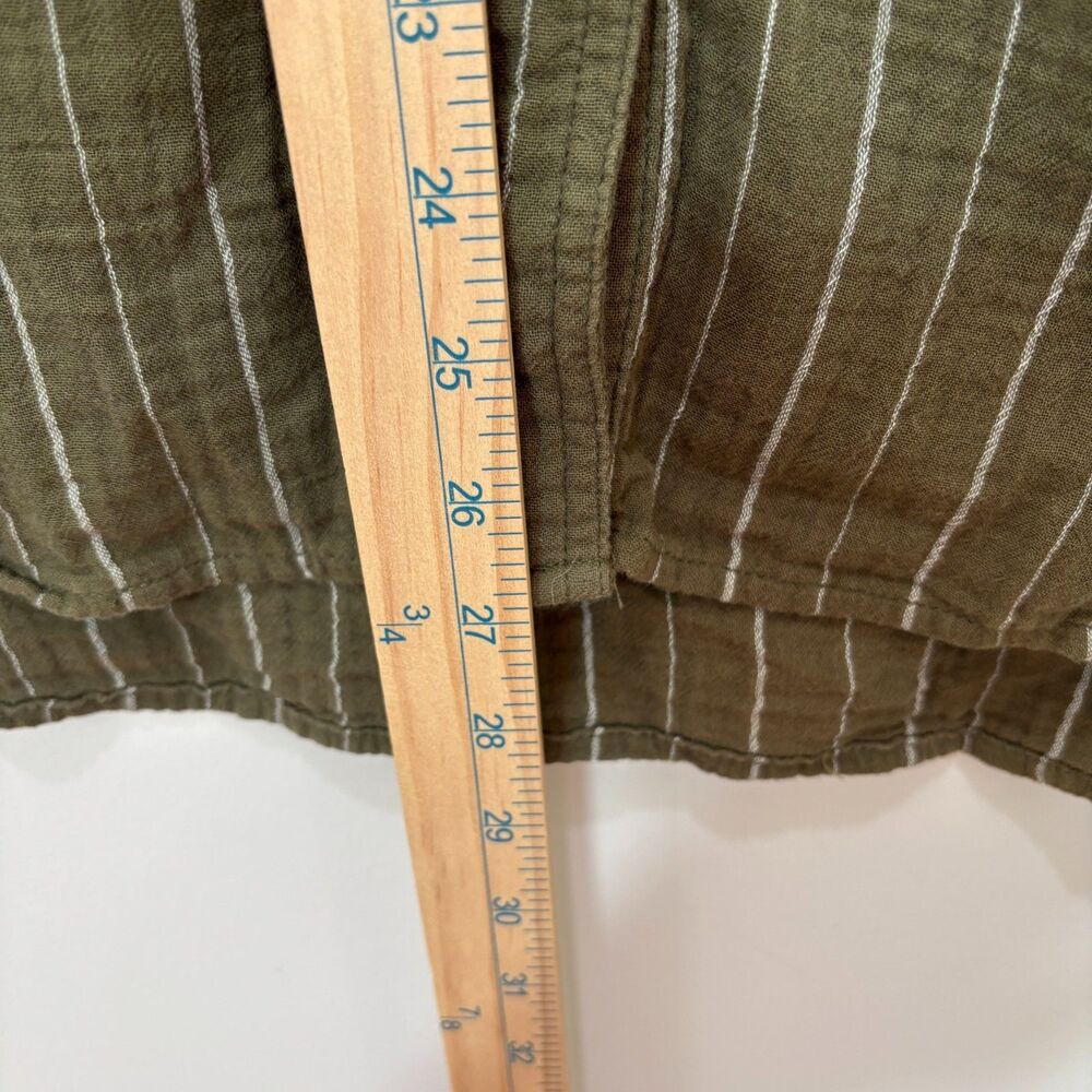 Madewell Olive Green Pinstripe Button-Up Shirt - Picture 6 of 9